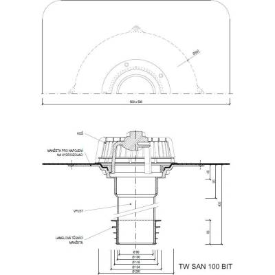 Sanačný vpust TW SAN BIT Typ: 100 BIT (106-116mm)