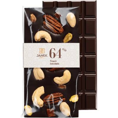 JANEK Hořká čokoláda Jankova pečeť s ořechy a papayou 95 g