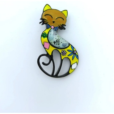 Phoenix brož Šťastná kočička žlutá 1427111740