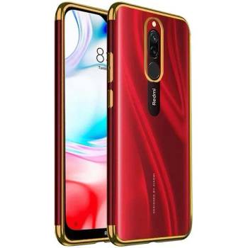 Xiaomi Силиконов прозрачен кейс New Electro за Xiaomi Redmi 8, Златна гланцирана рамка, Прозрачен (6125)