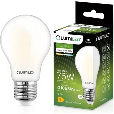 Lumiled LED žiarovka E27 A60 8W = 75W 1055lm 4000lm Neutrálne 360° vlákno Milk