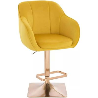 LuxuryForm Design Avola Velur na zlatej hranatej podstave žltá
