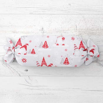 Biante Vianočný vankúš valec bonbon Sandra SA-133 Červení skriatkovia na svetlo sivom 15x60