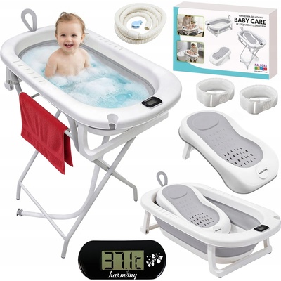 BABY CARE SKLÁDACÍ VANIČKA SE STOJANEM A LEHÁTKEM HARMONY ŠEDÁ VELKÁ – Zboží Mobilmania