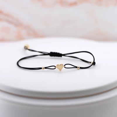 Lillian Vassago šňůrkový náramek se zlatým srdíčkem LLV90-NS002Y