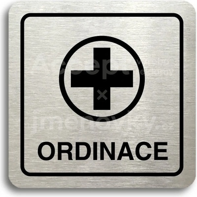 ACCEPT Piktogram ordinace VI - stříbrná tabulka - černý tisk