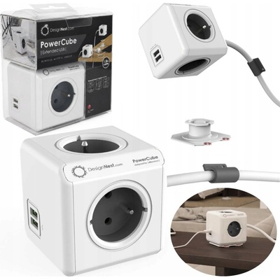 Cubenest PowerCube Extended USB 1,5m Gray 2402GY/FREUPC