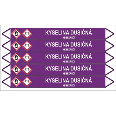 Značení potrubí, kyselina dusičná,5 ks, 150 × 12 mm PZ 007046