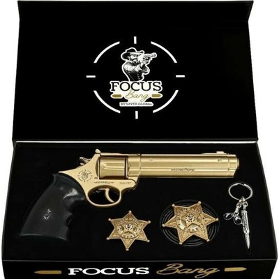HafoToys Kovový revolver zlatý - krásná dárková sada
