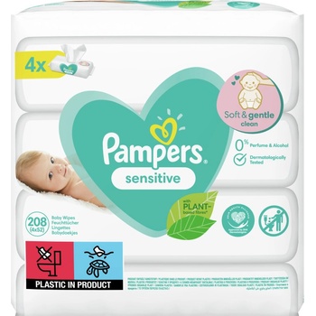 PAMPERS Baby Wipes Sensitive vlhčené obrúsky 4 x 52 ks (208 ks)