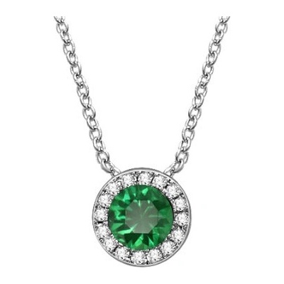 SRJ Jewellery Europe Smaragdový prívesok s diamantmi a retiazkou PN400864WEM