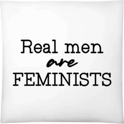 Darčeky PrintEQ Štvorcový Vankúš Skutoční muži sú FEMINISTI Biela 40x40