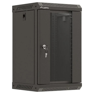 Lanberg Комуникационен шкаф Lanberg rack cabinet 10" wall-mount 9U/300x300 (flat pack) with glass door black (WF11-3309-10B)