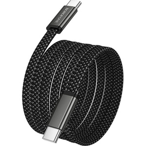 BOROFONE Кабел за данни Borofone Peace (BX124) - USB-C към USB-C, 60W, найлонова оплетка, плосък дизайн против оплитане, 1m - Черен