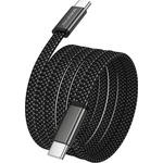 BOROFONE Кабел за данни Borofone Peace (BX124) - USB-C към USB-C, 60W, найлонова оплетка, плосък дизайн против оплитане, 1m - Черен