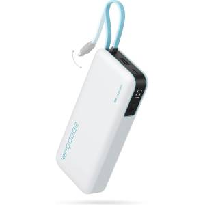 CUKTECH Външна батерия Power Bank LPB200N (CUKP200NGLLG) - с вграден кабел, USB, Type-C, Lightning, LED Дисплей, 20000mAh, 45W - Cuktech - Бял