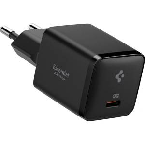 Spigen Зарядно устройство за мрежа Spigen Wall Charger Essential EE301EU (ACH09493) - Type-C, бързо зареждане, Quantum Boost, 30W - Черен