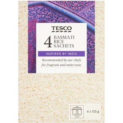 Tesco Dlhozrnná ryža Basmati lúpaná vo varných vreckách 4 x 125 g