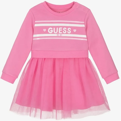 Guess Комбинирана рокля с тюл в розов цвят за мини момиче Guess