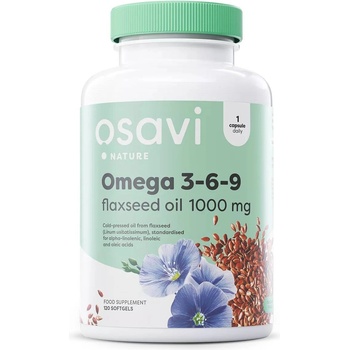 Osavi Omega 3-6-9 Flaxseed Oil, 1000 mg, 120 гел капсули, Osavi