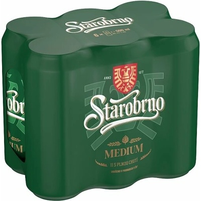 Starobrno Medium 11° 24 x 0,5 l (plech)