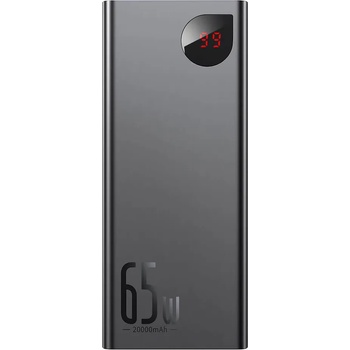 Baseus Adaman Metal Digital Display Power Bank 65W 20000 mAh (PPIMDA-D01) - външна батерия с два USB-A и един USB-C изходи и технология за бързо зареждане (черен)