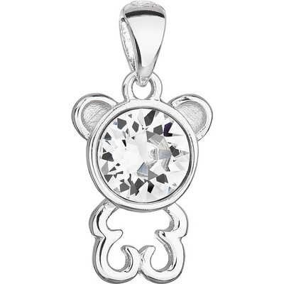 Pavona Stříbrný přívěsek s krystalem Swarovski bílý medvídek 34229.1