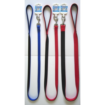 Miazoo Миазоо - Повод изкуствена лента за кучета, двоен, двуцветен, 2.0/120см черно/синьо