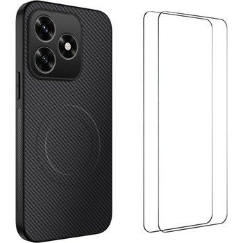 Huawei WANLONFENG Магнитен калъф за Honor X5c Plus 4G/ Honor X5c 4G- Карбонова текстура, MagSafe, 2 бр. Протектори, 4 Цвята