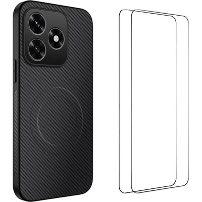 Huawei WANLONFENG Магнитен калъф за Honor X5c Plus 4G/ Honor X5c 4G- Карбонова текстура, MagSafe, 2 бр. Протектори, 4 Цвята