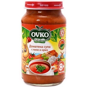 Bebelan пюре доматена супа с пиле и ориз - 220 г (5596)