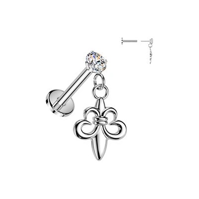 Šperky4U Piercing do ucha PUSH IN labreta skautská lilie - LB1156