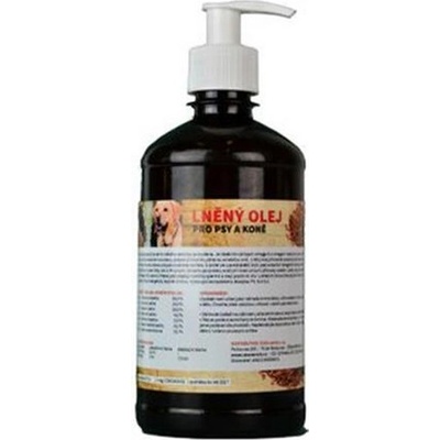 ZEUS ľanový olej na posilnenie imunity a kvality srsti pre psov a kone 500 ml