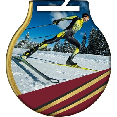 MC61/G/SKI1 Medaila Q-Medals beh na lyžiach pr.50 mm hr.2 mm zlato zlato