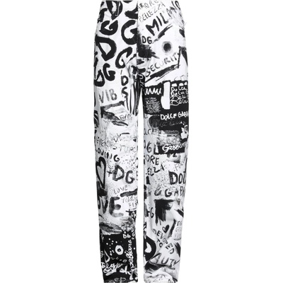 Dolce & Gabbana Graffiti White džíny Černá