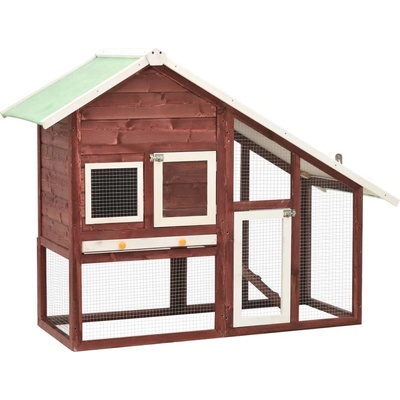 vidaXL 9799.170870 Králíkárna masivní jedlové dřevo mokka a bílá 140 x 63 x 120 cm