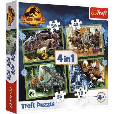 Trefl - Puzzle 4v1 The menacing Jurassic World dinosaurs - 1 - 39 piese