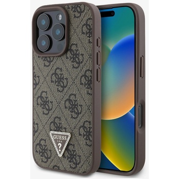GUESS PU 4G Strass Triangle Metal Logo заден капак за iPhone 16 Pro Brown Guess | Lilav | ЖЕНИ | UNI