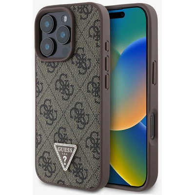 GUESS PU 4G Strass Triangle Metal Logo заден капак за iPhone 16 Pro Brown Guess | Lilav | ЖЕНИ | UNI