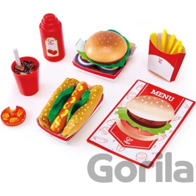Hape drevený hamburger a hot dog