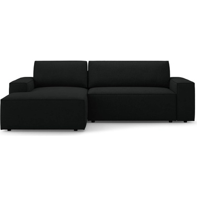 Micadoni Черен разтегателен ъглов диван от букле (ляв ъгъл) Jodie - Micadoni Home (MIC_LCF_101_F1_JODIE3)