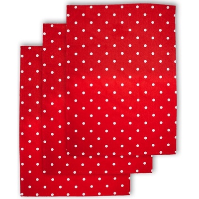 ARÔME HOME červená s bielymi bodkami 50 x 70 cm 3 ks