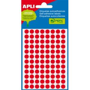APLI Етикети, кръгли, 8 mm, с ръкописен текст, цветни, APLI, неоново червени, 288 етикета в опаковка 02081 (02081)