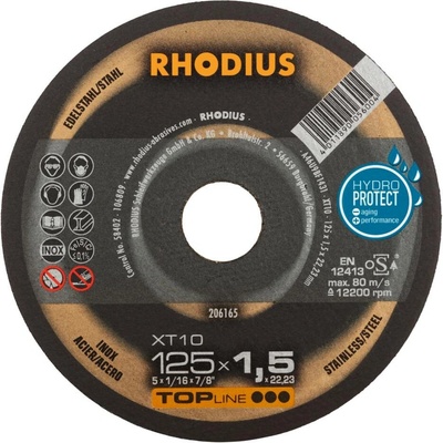 RHODIUS Extra tenký řezný kotouč XT10 125 x 1,5 x 22,23 TOPline 206165