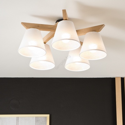 LAMKUR Плафон ANTONIO 5xE14/40W/230V дъб, монтиран на таван (LA40288)