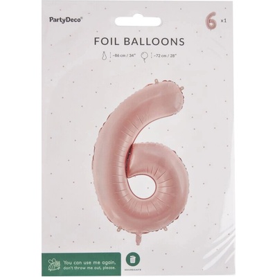 PartyDeco Balónek fóliový číslo 6 béžový 72cm