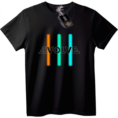 NOONEBRAND Тениска Еволюция с Цветни Ленти - M, Black