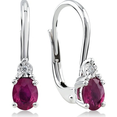 Lillian Vassago Patentové náušnice s rubínem a brilianty bílé zlato LLV59-DER030WR