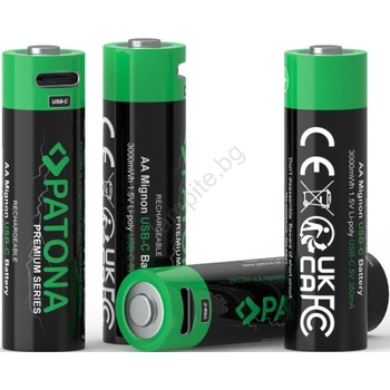 PATONA - К-кт 4x Батерия AA/LR6 Li-Pol 2000mAh 1, 5Vs с USB-C зареждане (IM1389)