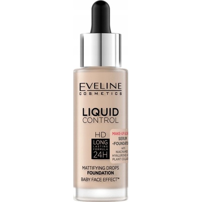 Eveline Cosmetics, Liquid Control HD Dlhotrvajúci podkladový krém 24H s kvapkadlom 010 Light Beige 32 ml